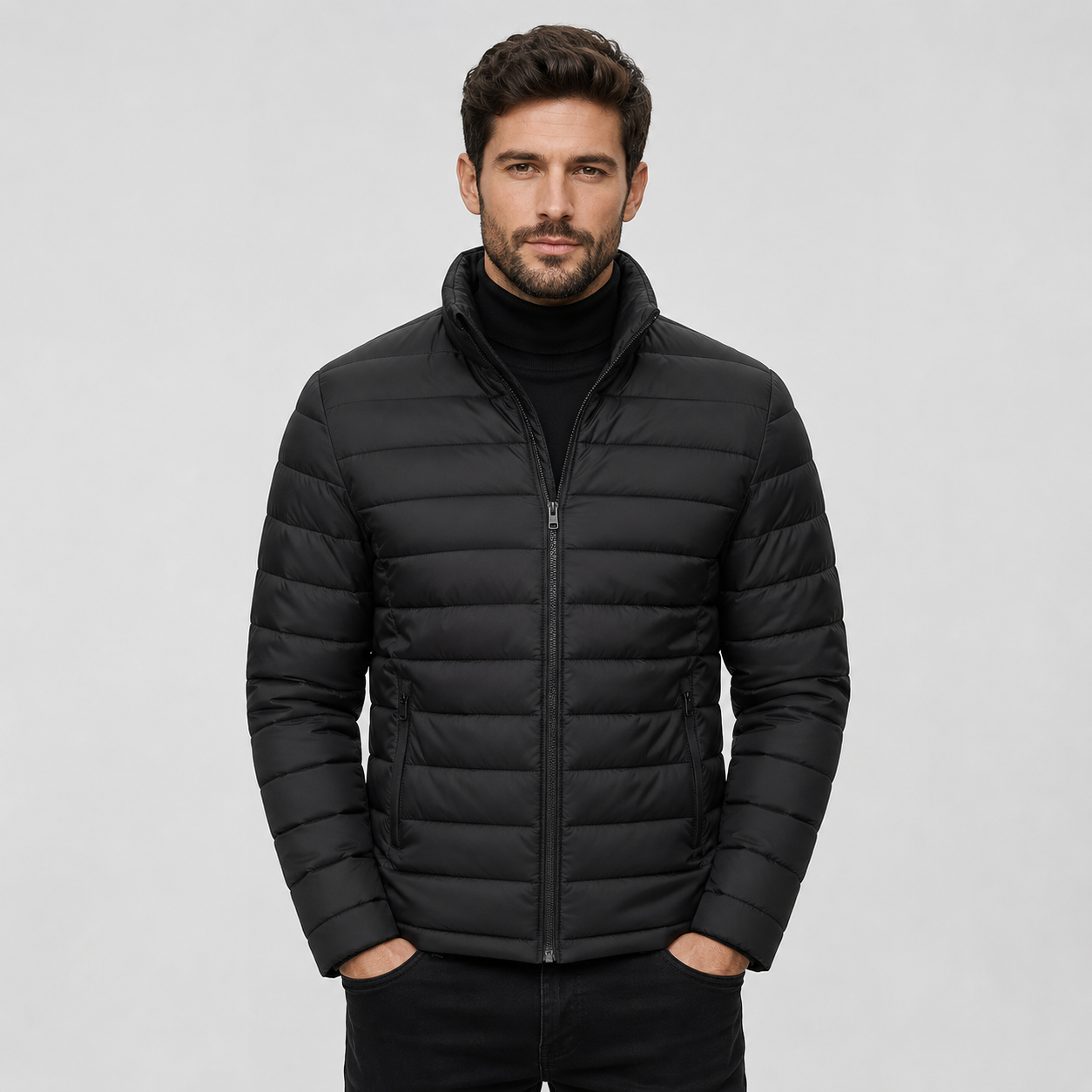 Montviro | Men's Quilted Jacket Warm Stand Collar Casual Zip Coat