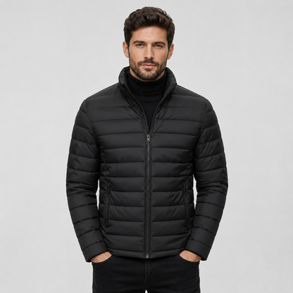 Montviro | Men's Quilted Jacket Warm Stand Collar Casual Zip Coat