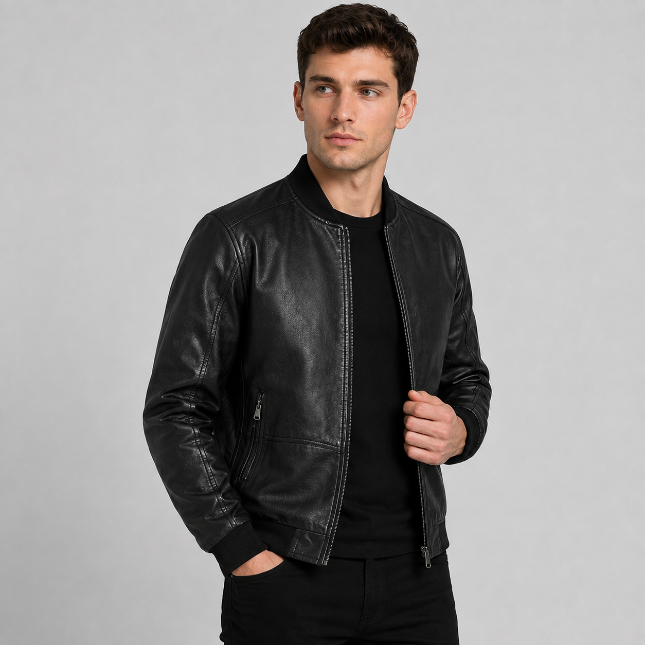 Montviro | Men's PU Motorcycle Jacket Windproof Regular Fit Biker Style