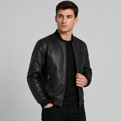 Montviro | Men's PU Motorcycle Jacket Windproof Regular Fit Biker Style