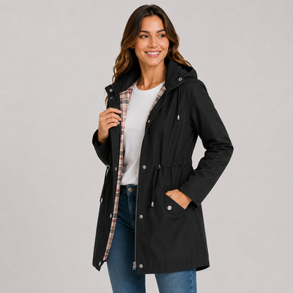 Montviro | Women's Plus Size Jacket Lightweight Hooded Cinched Waist