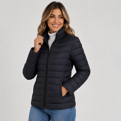 Montviro | Women's Lightweight Puffer Jacket - Warm High Neck Zip Front