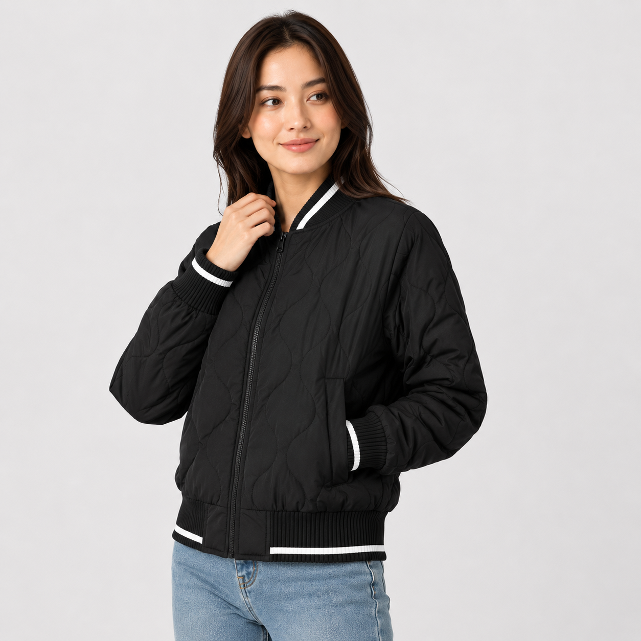Montviro | Women’s Warm Padded Winter Coat Elegant Color Block Jacket