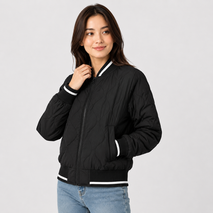 Montviro | Women’s Warm Padded Winter Coat Elegant Color Block Jacket