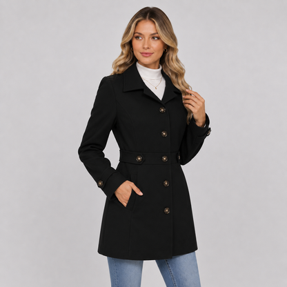 Montviro | Women’s Tweed Coat – Double Breasted Fall Winter Jacket