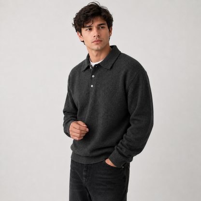 Montviro | Men's Polo Sweater Knit Long Sleeve Comfort Regular Fit