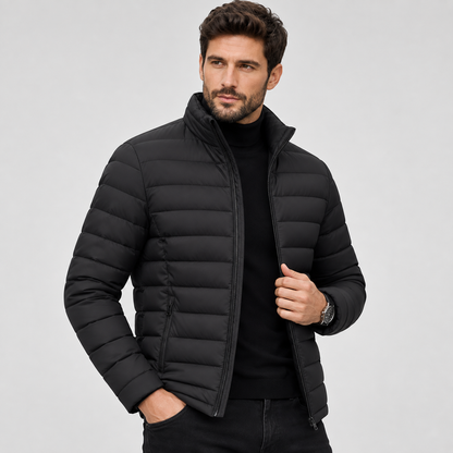 Montviro | Men's Quilted Jacket Warm Stand Collar Casual Zip Coat