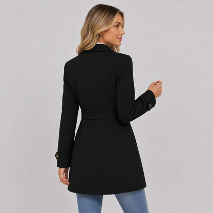 Montviro | Women’s Tweed Coat – Double Breasted Fall Winter Jacket