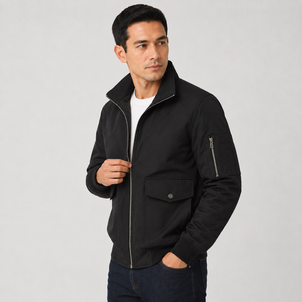 Montviro | Men’s Bomber Jacket – Multi-Pocket Zip-Up Regular Fit