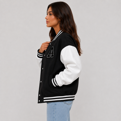 Montviro | Women's Varsity Jacket Long Sleeve Letter Graphic Fall Jacket
