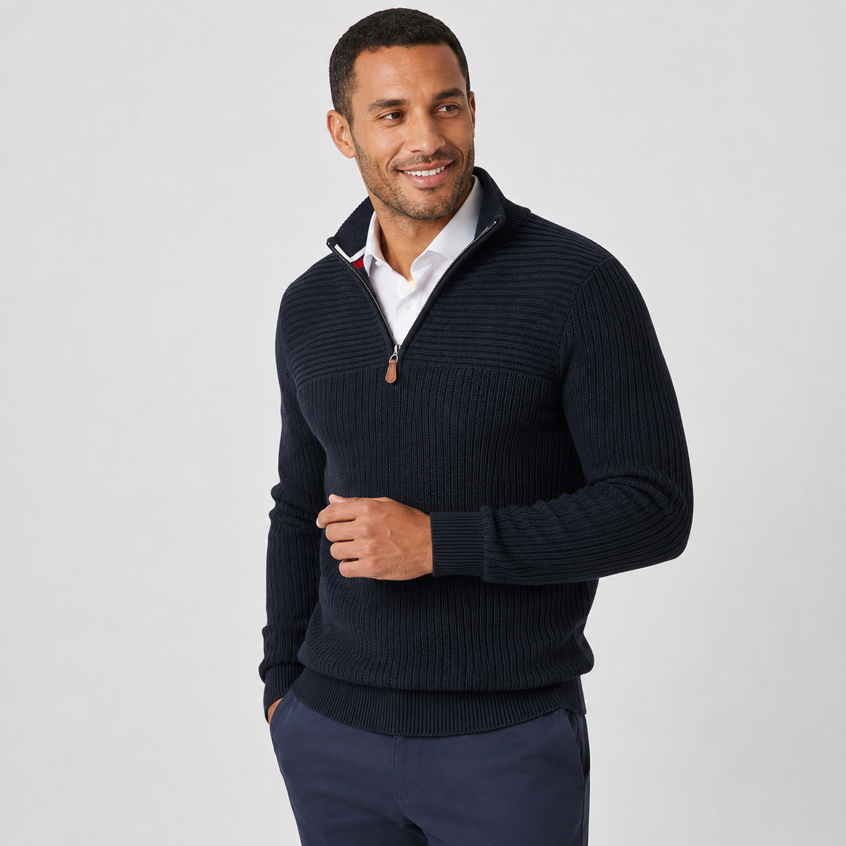 Montviro | Men’s Half Zip Sweater Viscose Knit Regular Fit