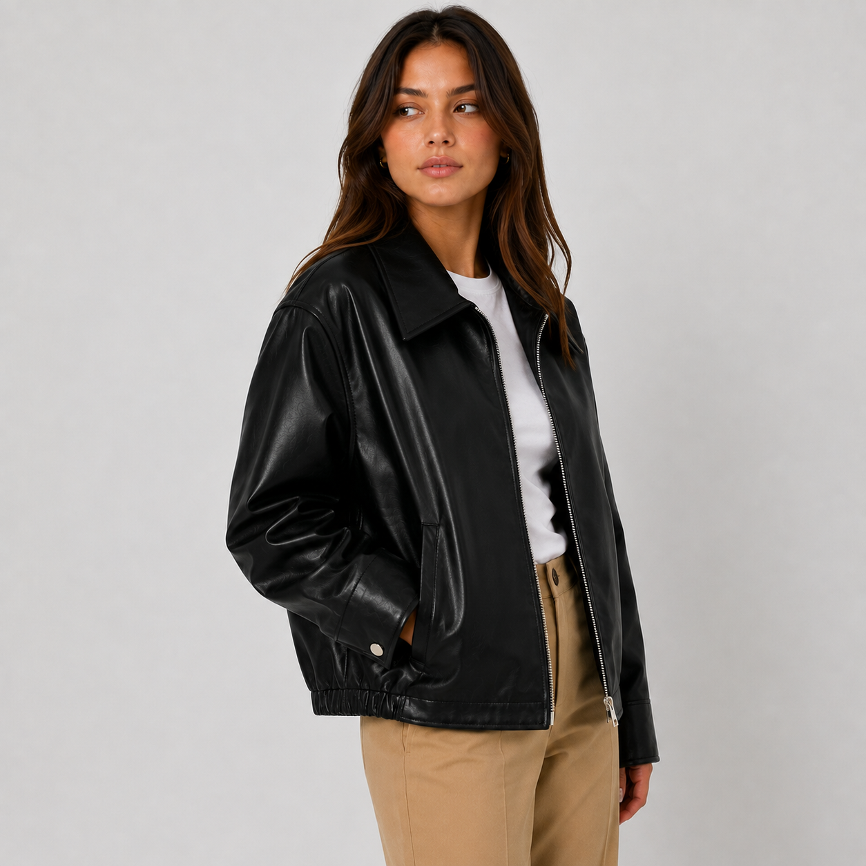 Montviro | Women's Faux Leather Jacket Zip Front Timeless Chic Style