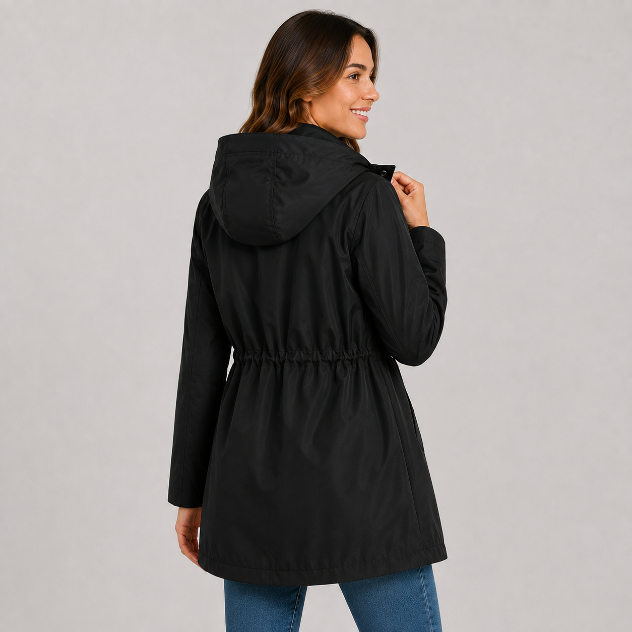 Montviro | Women's Plus Size Jacket Lightweight Hooded Cinched Waist