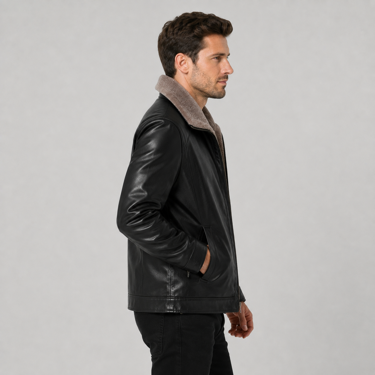 Montviro | Men’s PU Leather Jacket – Warm Lined Regular Fit Winter Style