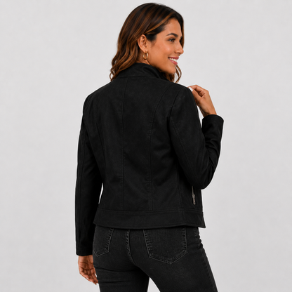 Montviro | Women’s Biker Jacket – Stand Collar Plus Size