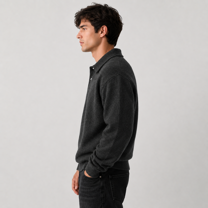 Montviro | Men's Polo Sweater Knit Long Sleeve Comfort Regular Fit