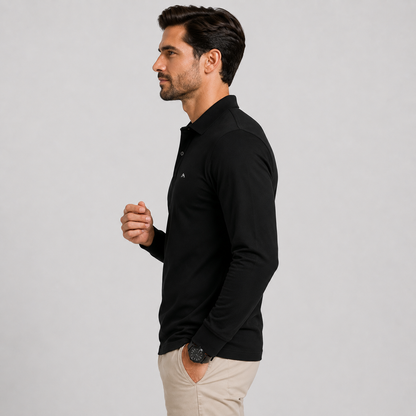 Montviro | Men's Polo Shirt Geometric Print Long Sleeve Regular Fit