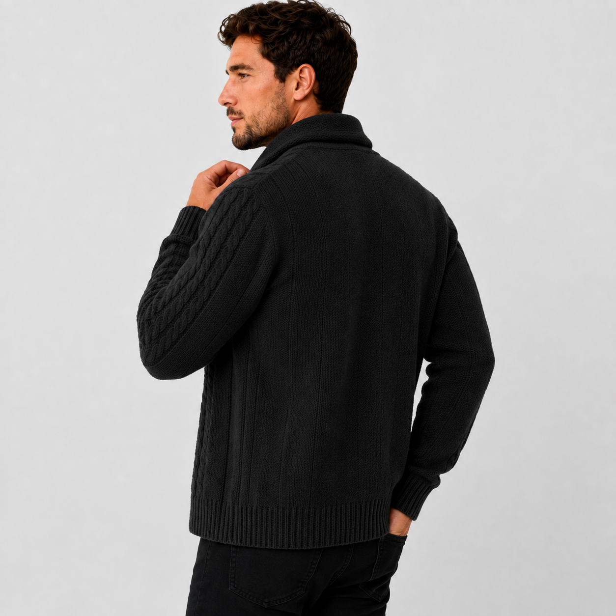 Montviro | Men's Cable Knit Cardigan – Warm Button Front Winter Sweater