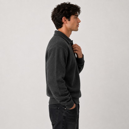 Montviro | Men's Polo Sweater Knit Long Sleeve Comfort Regular Fit