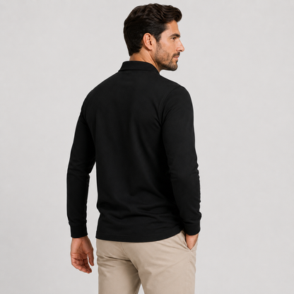 Montviro | Men's Polo Shirt Geometric Print Long Sleeve Regular Fit