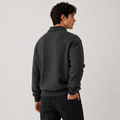 Montviro | Men's Polo Sweater Knit Long Sleeve Comfort Regular Fit