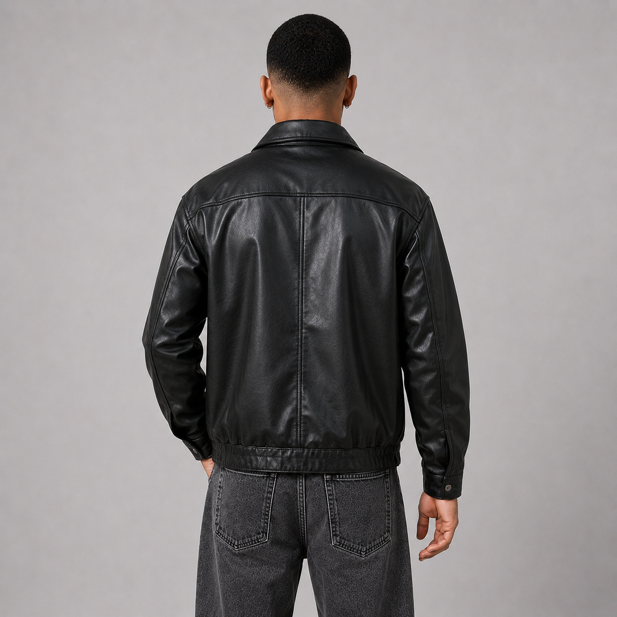 Montviro | Men’s PU Leather Jacket, Loose Fit, Snap Closure