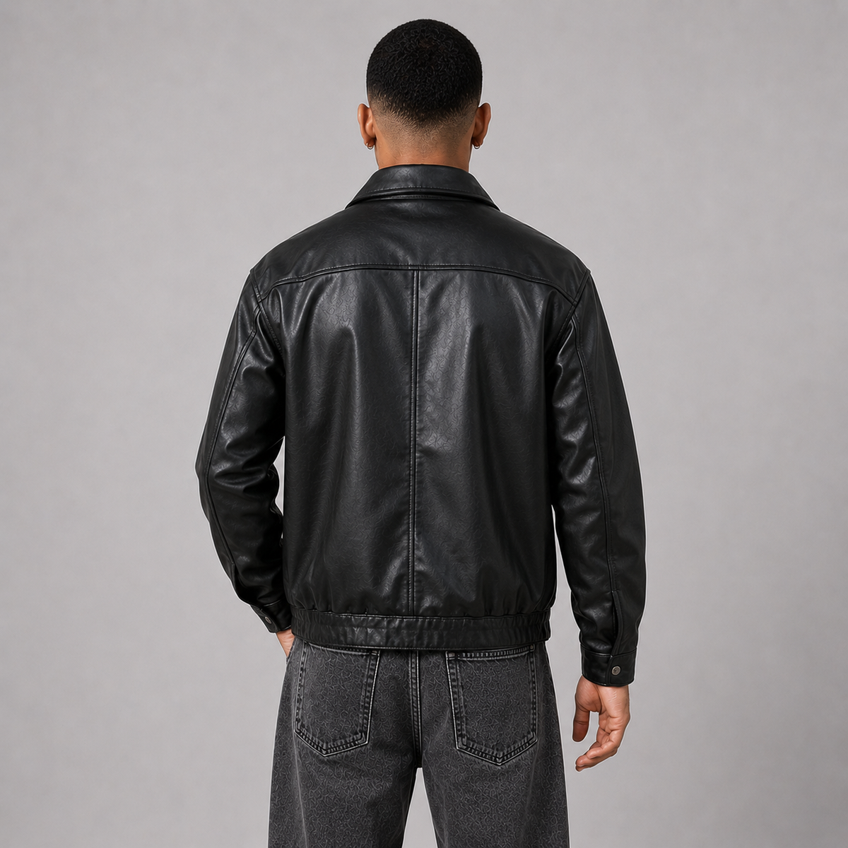Montviro | Men’s PU Leather Jacket, Loose Fit, Snap Closure