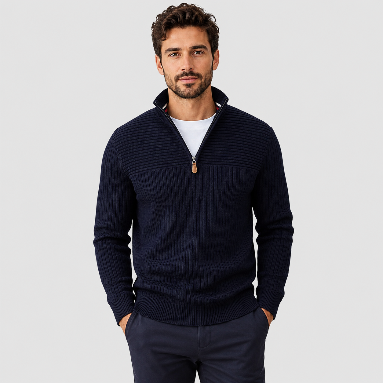Montviro | Men’s Half Zip Sweater Viscose Knit Regular Fit