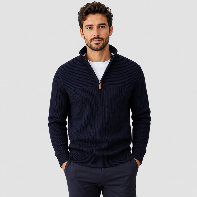 Montviro | Men’s Half Zip Sweater Viscose Knit Regular Fit
