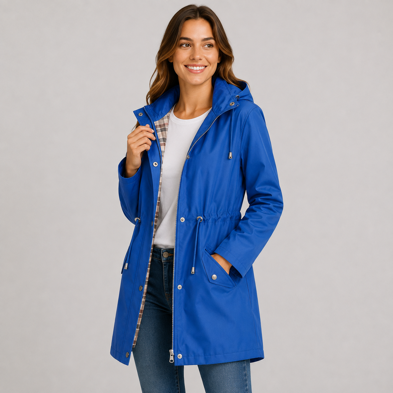 Montviro | Women's Plus Size Jacket Lightweight Hooded Cinched Waist