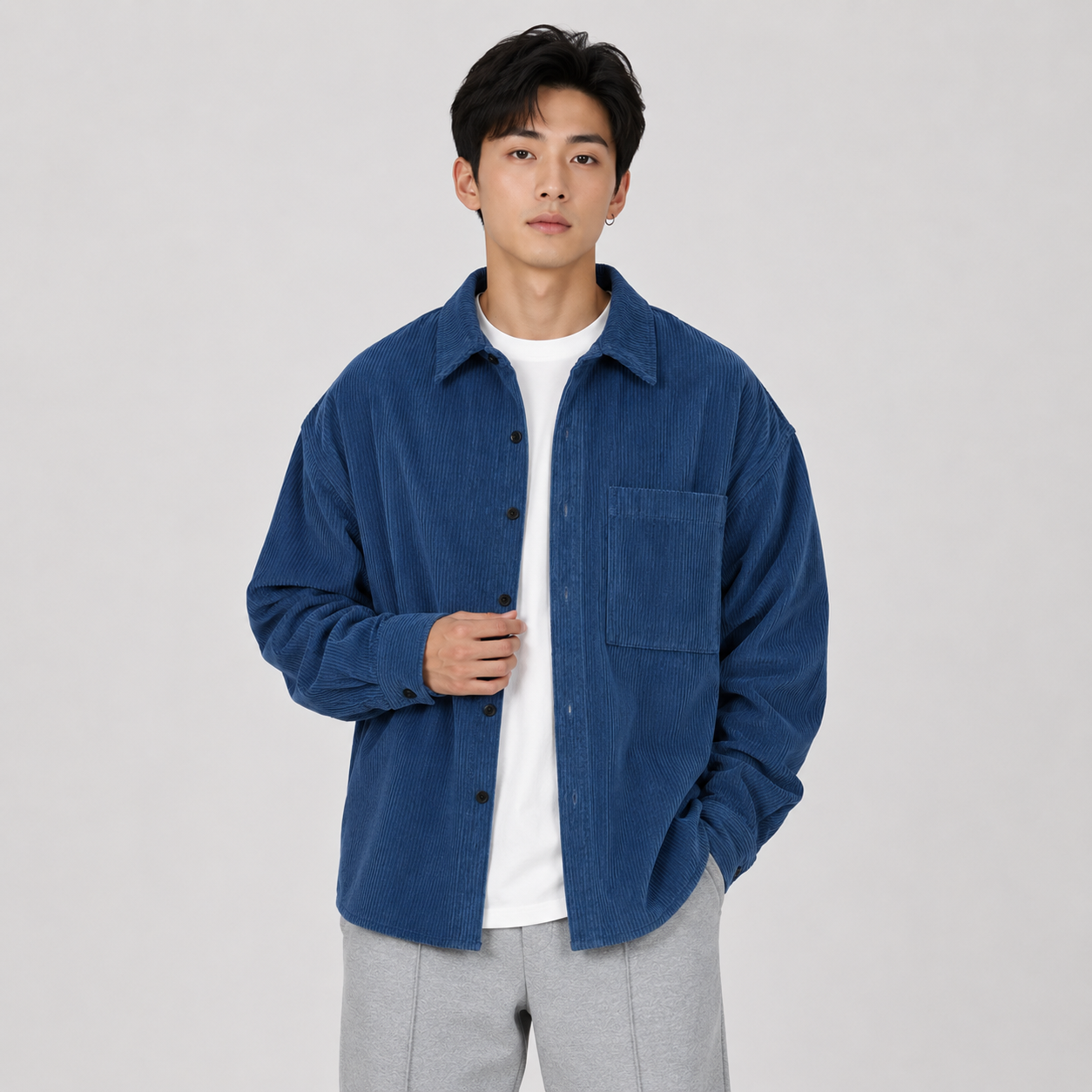 Montviro | Men’s Casual Button Down Shirt Loose Fit Solid Color