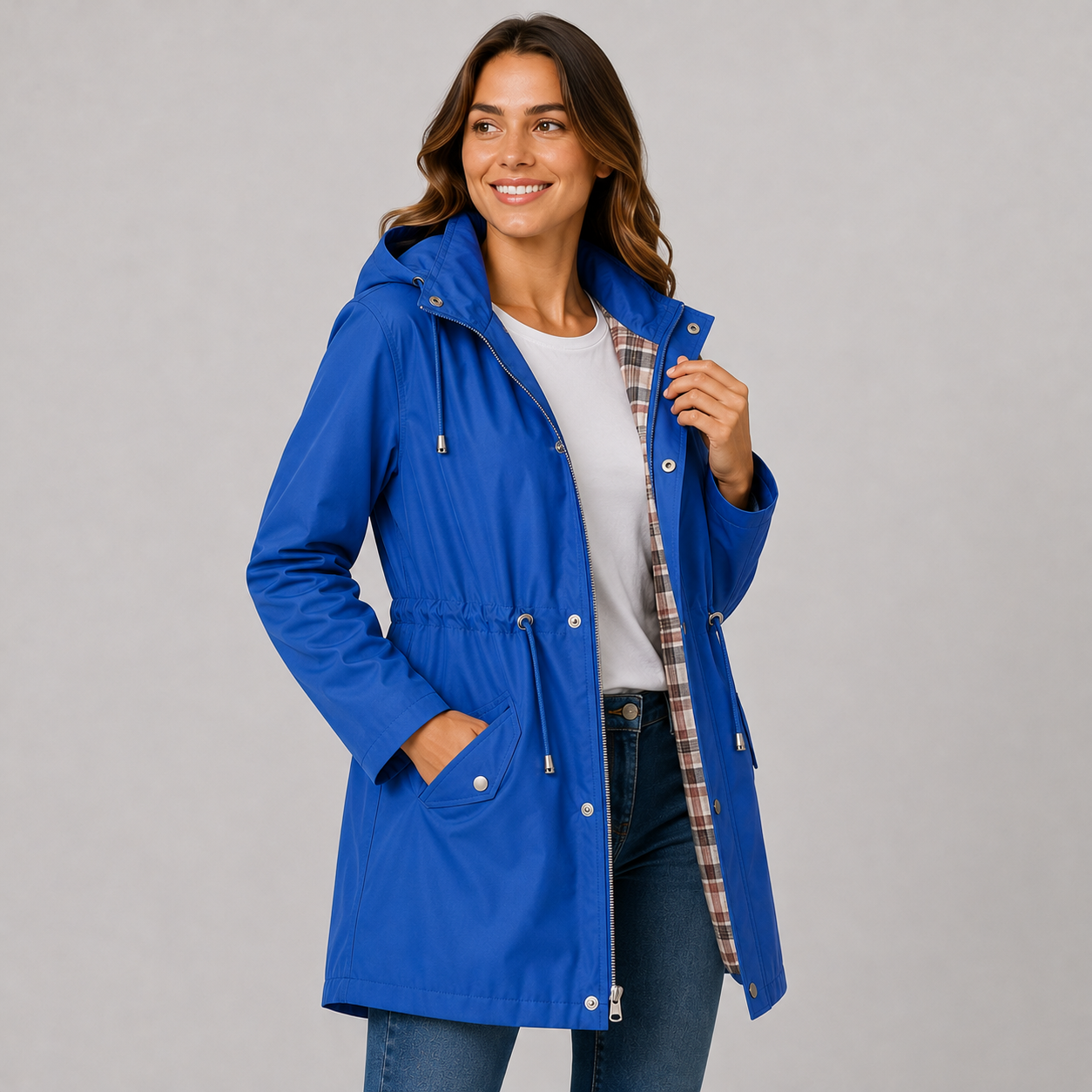 Montviro | Women's Plus Size Jacket Lightweight Hooded Cinched Waist