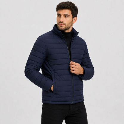 Montviro | Men's Quilted Jacket Warm Stand Collar Casual Zip Coat