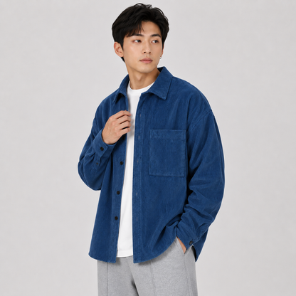 Montviro | Men’s Casual Button Down Shirt Loose Fit Solid Color