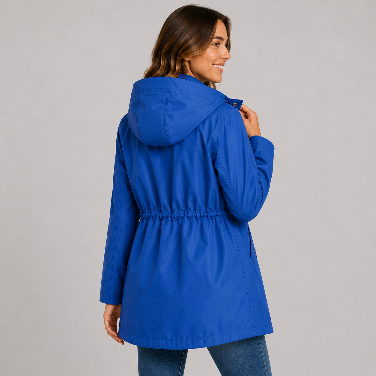 Montviro | Women's Plus Size Jacket Lightweight Hooded Cinched Waist
