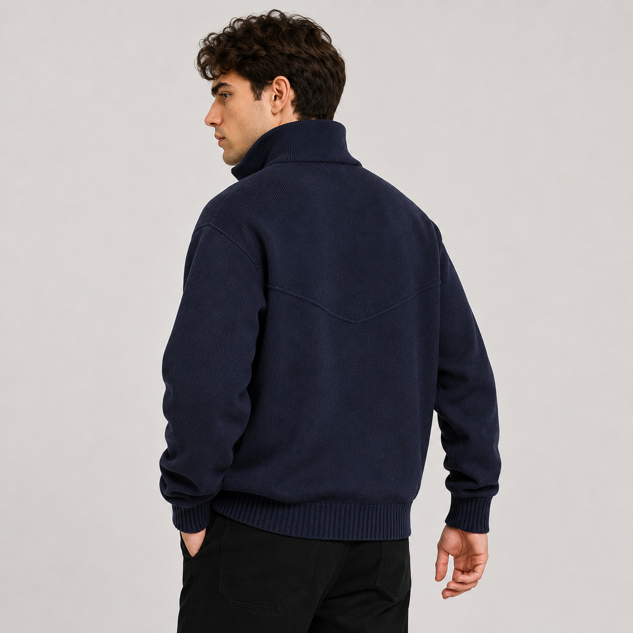Montviro | Men's Knit Zip Cardigan Stand Collar Regular Fit Fall Winter