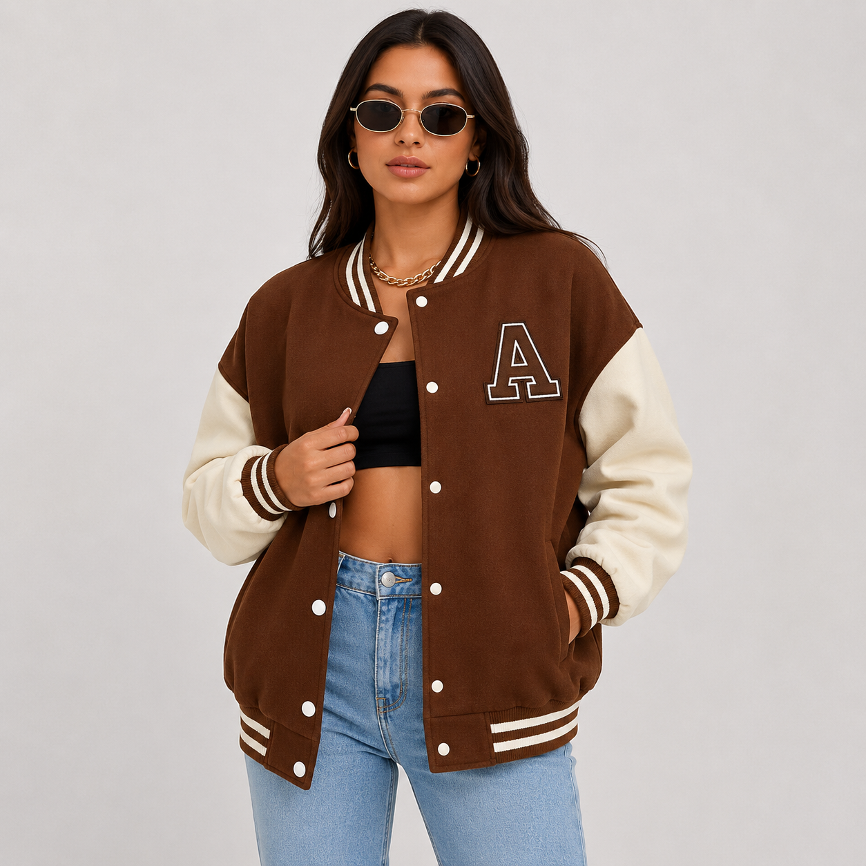 Montviro | Women's Varsity Jacket Long Sleeve Letter Graphic Fall Jacket