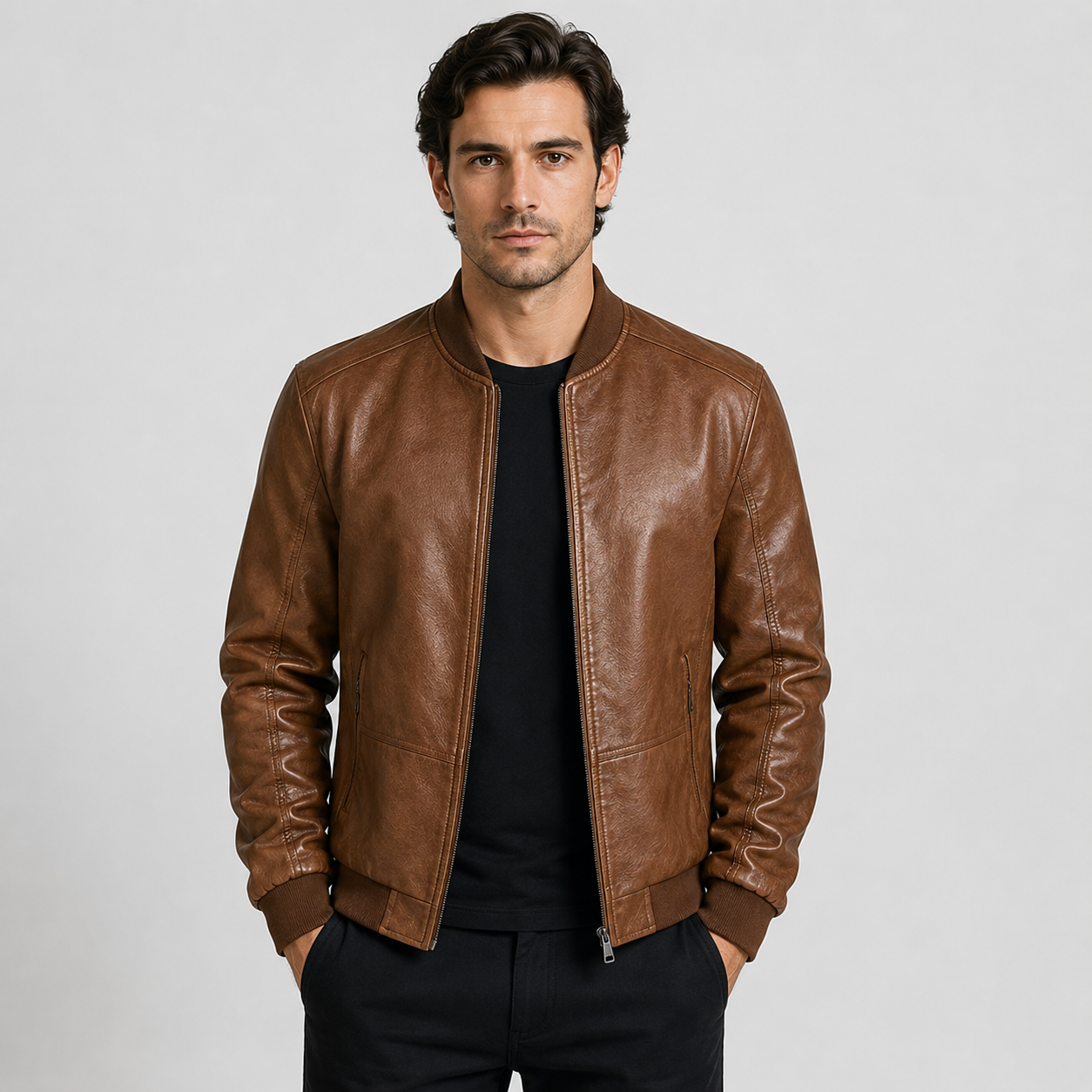 Montviro | Men's PU Motorcycle Jacket Windproof Regular Fit Biker Style