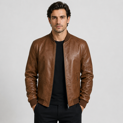 Montviro | Men's PU Motorcycle Jacket Windproof Regular Fit Biker Style