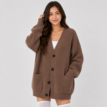 Montviro | Women’s Cardigan V-Neck Knit Single Button Classic Fit
