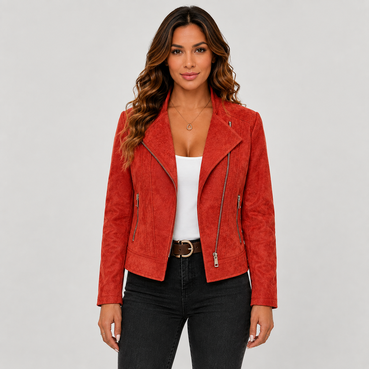 Montviro | Women’s Biker Jacket – Stand Collar Plus Size