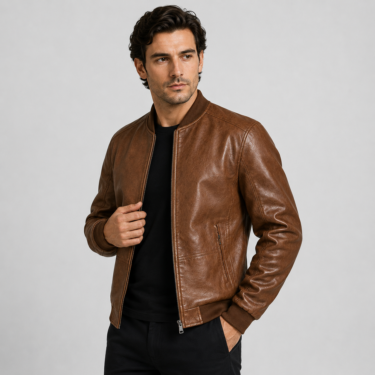 Montviro | Men's PU Motorcycle Jacket Windproof Regular Fit Biker Style