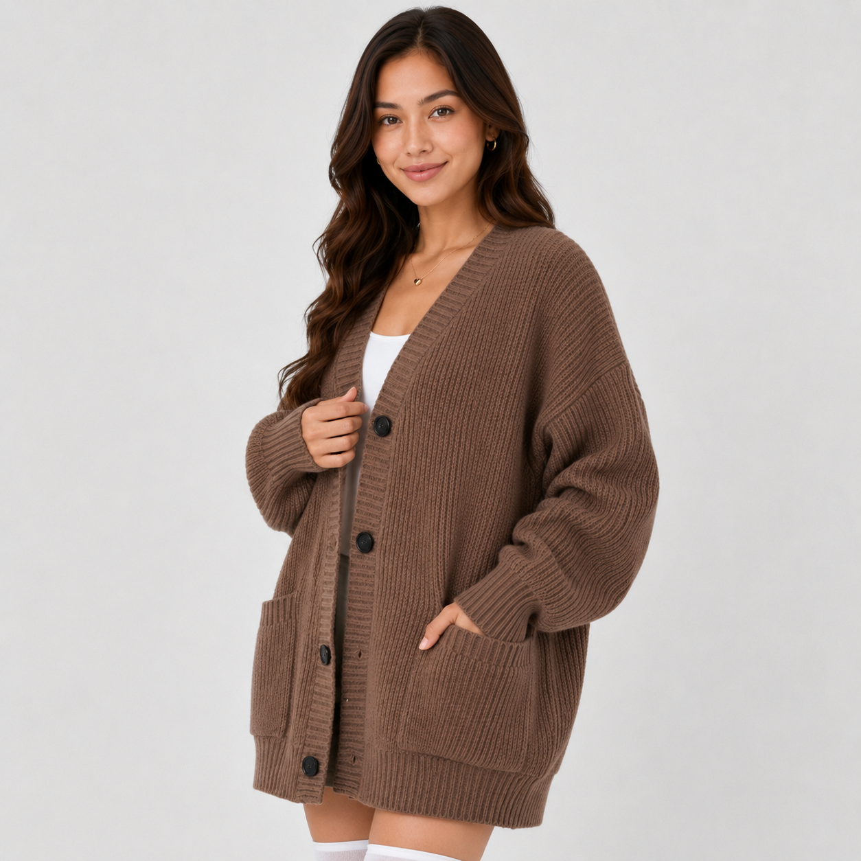 Montviro | Women’s Cardigan V-Neck Knit Single Button Classic Fit