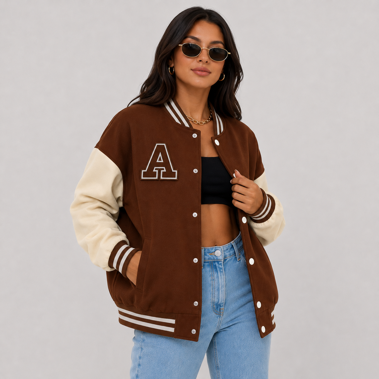 Montviro | Women's Varsity Jacket Long Sleeve Letter Graphic Fall Jacket