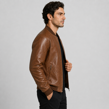 Montviro | Men's PU Motorcycle Jacket Windproof Regular Fit Biker Style