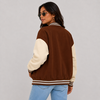 Montviro | Women's Varsity Jacket Long Sleeve Letter Graphic Fall Jacket