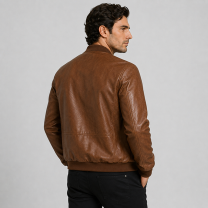Montviro | Men's PU Motorcycle Jacket Windproof Regular Fit Biker Style