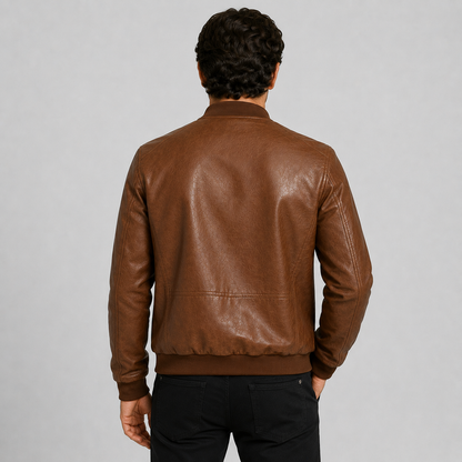 Montviro | Men's PU Motorcycle Jacket Windproof Regular Fit Biker Style