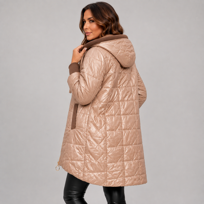 Montviro | Women's Midi Puffer Coat – Warm Hooded Jacket with Pockets
