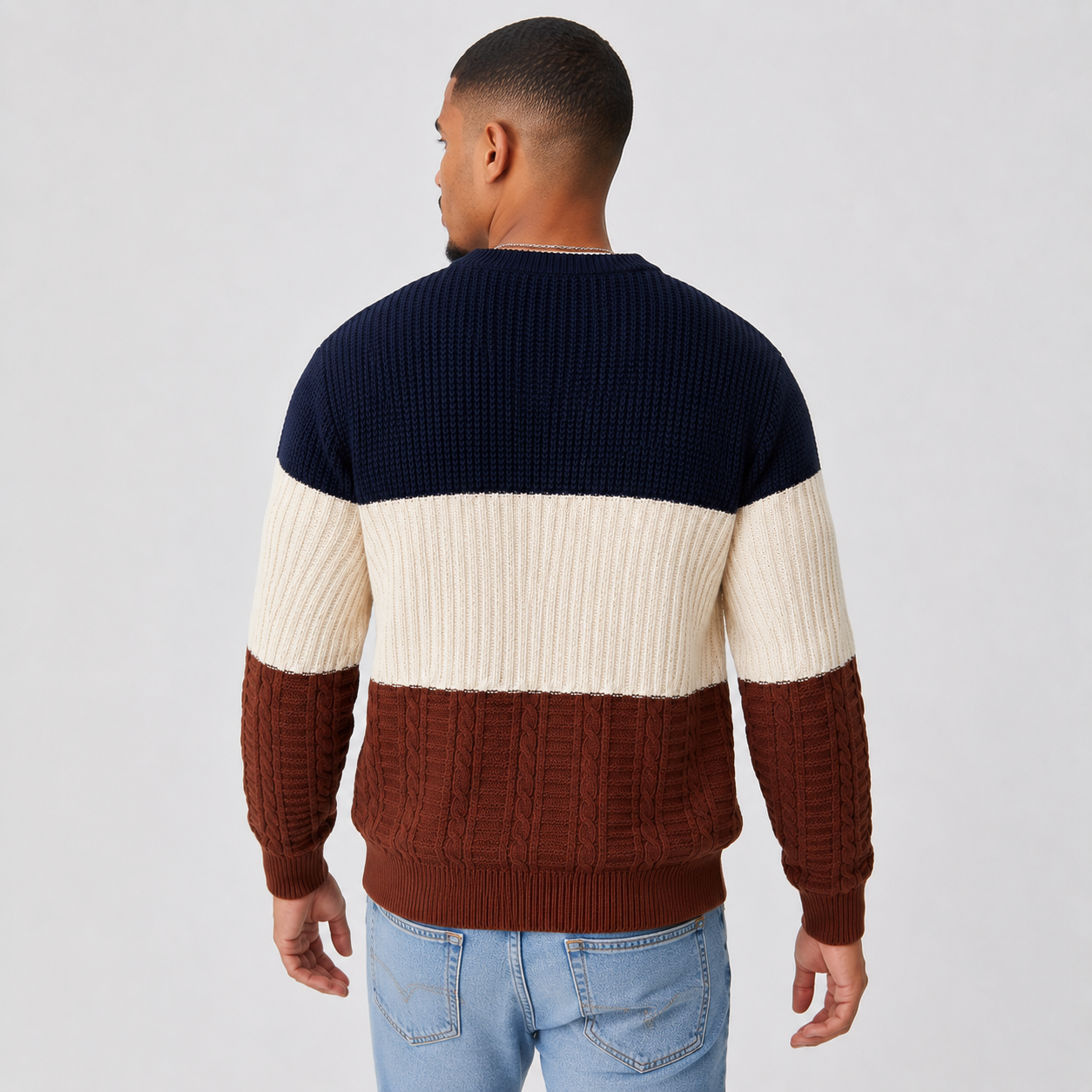 Montviro | Men's Casual Knit Sweater – Color Block Loose Fit Pullover